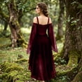 thumbnail image 4 of Women Witch Dress Halloween Costumes Woman 2026 Renaissance Medieval Vampire Butterfly Sleeve Mesh Gothic Outfit Wine 2XL, 4 of 7