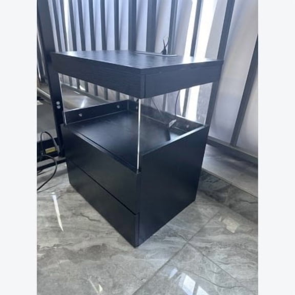 Wood Night Stand with Charging Station, Nightstand for Bedroom, Bedside Table with 2 Wooden Drawers, White