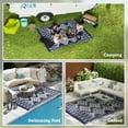 thumbnail image 4 of Outsunny Outdoor Patio Rug, Large Camping Carpet with Carrying Bag, 8' x 10' Waterproof Plastic Straw, Reversible, Blue & White Rhombus Border, 4 of 9