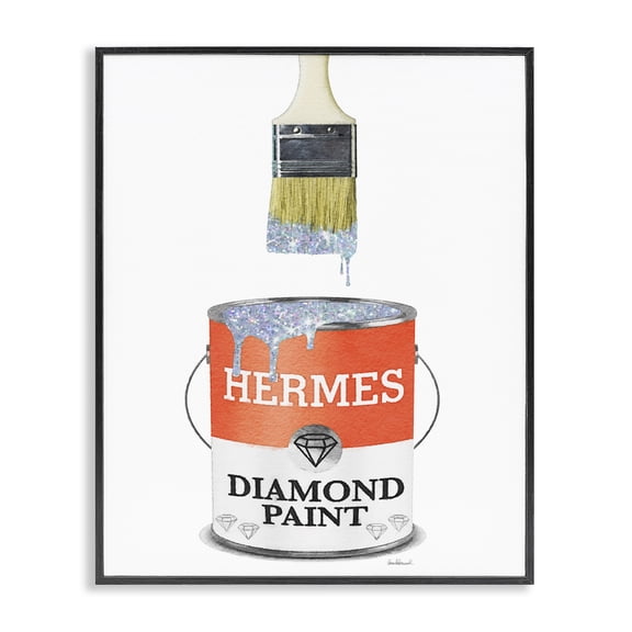 Stupell Industries Eclectic Fashion Pop Diamond Paint Can Designer Soup Red Black Framed Giclee Art, 11 x 14, by Amanda Greenwood