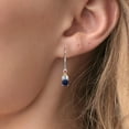 thumbnail image 3 of Gem Stone King 925 Silver and 10K Yellow Gold Dangle Earrings Cushion Sapphire Half Moon Moissanite (1.90 Carat Cttw), 3 of 4