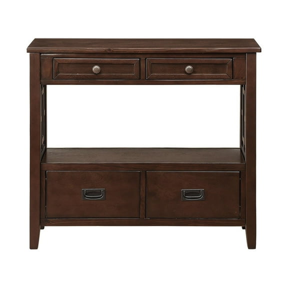 Nmkwnr Sofa Table with 4 Drawers and 1 Storage Shelf, Wood Console Table for Entryway Living Room Bedroom, Dark Brown