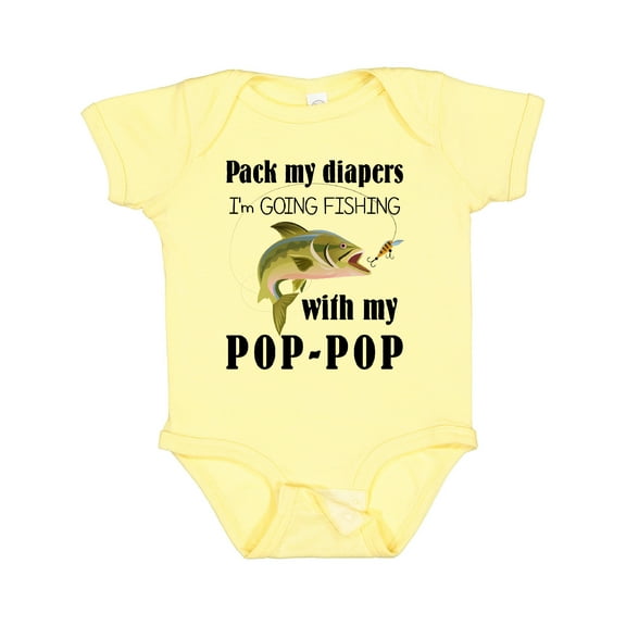 Inktastic Pack My Diapers I Am Going Fishing with Pop-pop Boys or Girls Baby Bodysuit