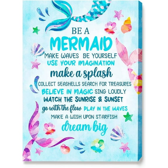 Motivational Quote Be A Mermaid Canvas Wall Art Prints 11 x 14 Inch,Gifts for Women Girls,Inspirational Saying Feminism Feminist Artwork Picture Poster Decor for Home Bedroom Girl Room Office
