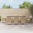 thumbnail image 1 of vidaXL 9 Piece Garden Dining Set with Cushions Beige Poly Rattan, 1 of 5