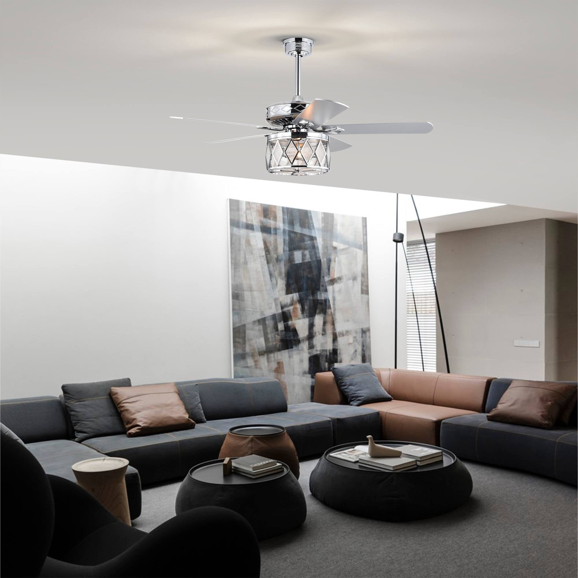Cadella 52 in. 2-Light Indoor Chrome Finish Ceiling Fan with Light Kit and Remote