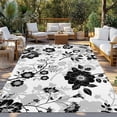 thumbnail image 2 of Vintage Flowers Outdoor Rug 4x6 Ft - Reversible Patio Rug Outdoor Camping Rugs, Black White Farmhouse Floral Plants Washable Indoor Outdoor Area Rugs, Non-Slip Outdoor Carpet Runner for Deck/Porch, 2 of 8