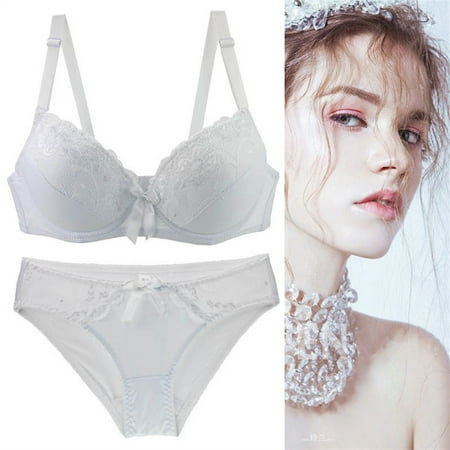 Bra And Panty Set Women S Underwire Lace Bras Pu Sh Up Bra And Sexy Bikini Pan Ties Sets White Women Nylon Underwear