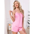 thumbnail image 2 of DARING DIVA Women's Satin Loungewear Straps Sleeveless Racer Back Pajama Sets XL Pink, 2 of 7