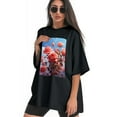 thumbnail image 3 of Plus Size Shirt for Women Black Tops for Women Short Sleeves Shirt for Women Red Rose And Sky4 T Shirt Oversized Shirt for Women S, 3 of 5
