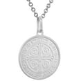 thumbnail image 2 of 12mm Dainty Sterling Silver St Benedict Medal Necklace 1/2 inch Round 24 inch Stainless Steel chain, 2 of 5