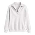 thumbnail image 4 of PRfgtbd Womens Henley Sweatshirts Half Button Collared Pullover Long Sleeve Drop Shoulder Sweatshirt Solid Color Plain Tops, 4 of 4