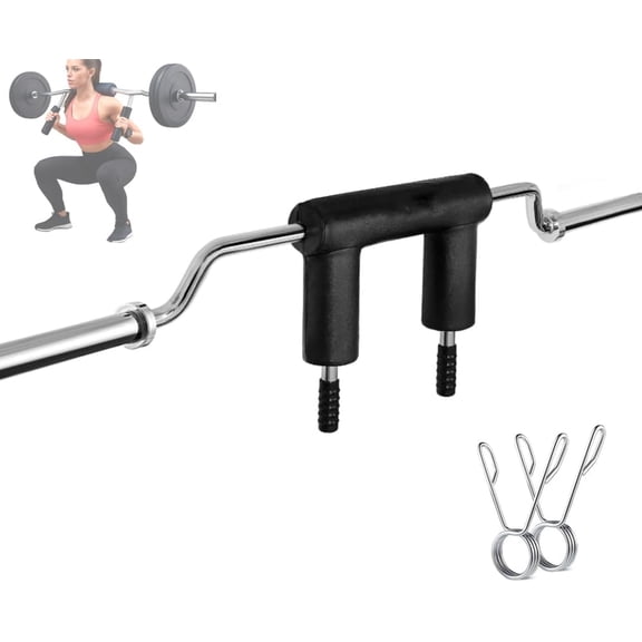 Safety Squat Bar - 700 Lb Capacity w/Shoulder & Neck Pad 2 Locking Collars, Fits 2-Inch Plates (Weights Not Included)