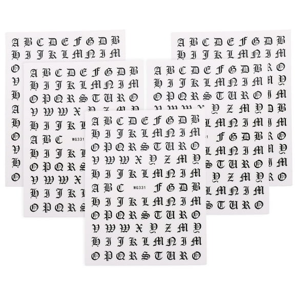 ELAYARD Black PVC Letter Nail Stickers for Decoration Stylish DIY Designs