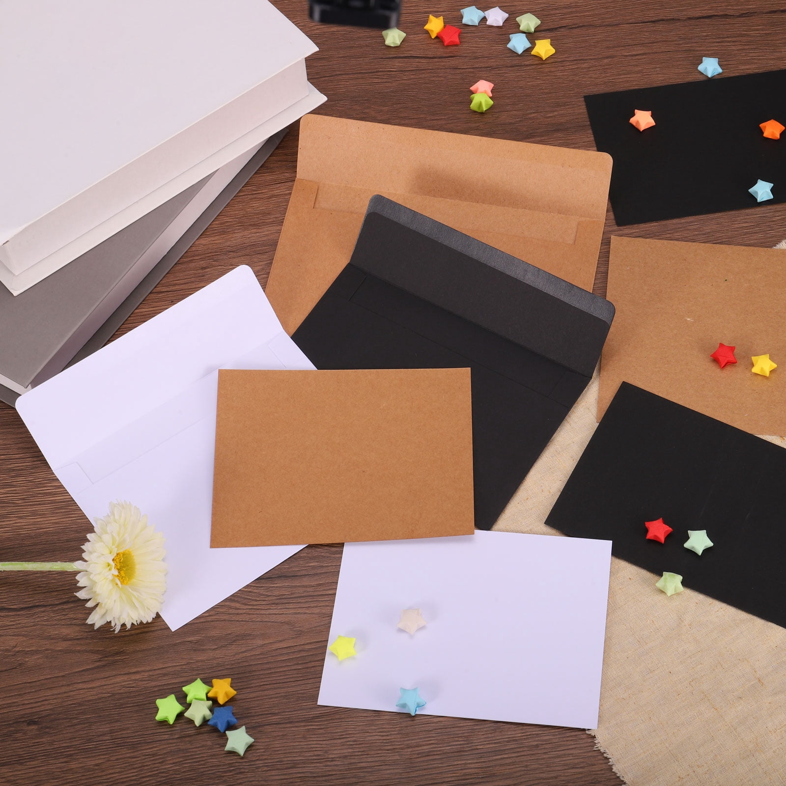 Blank Cards and Envelopes 4x6, 100 Set Blank Note Cards and Envelopes Bulk Thank You Cardstock for DIY, Black