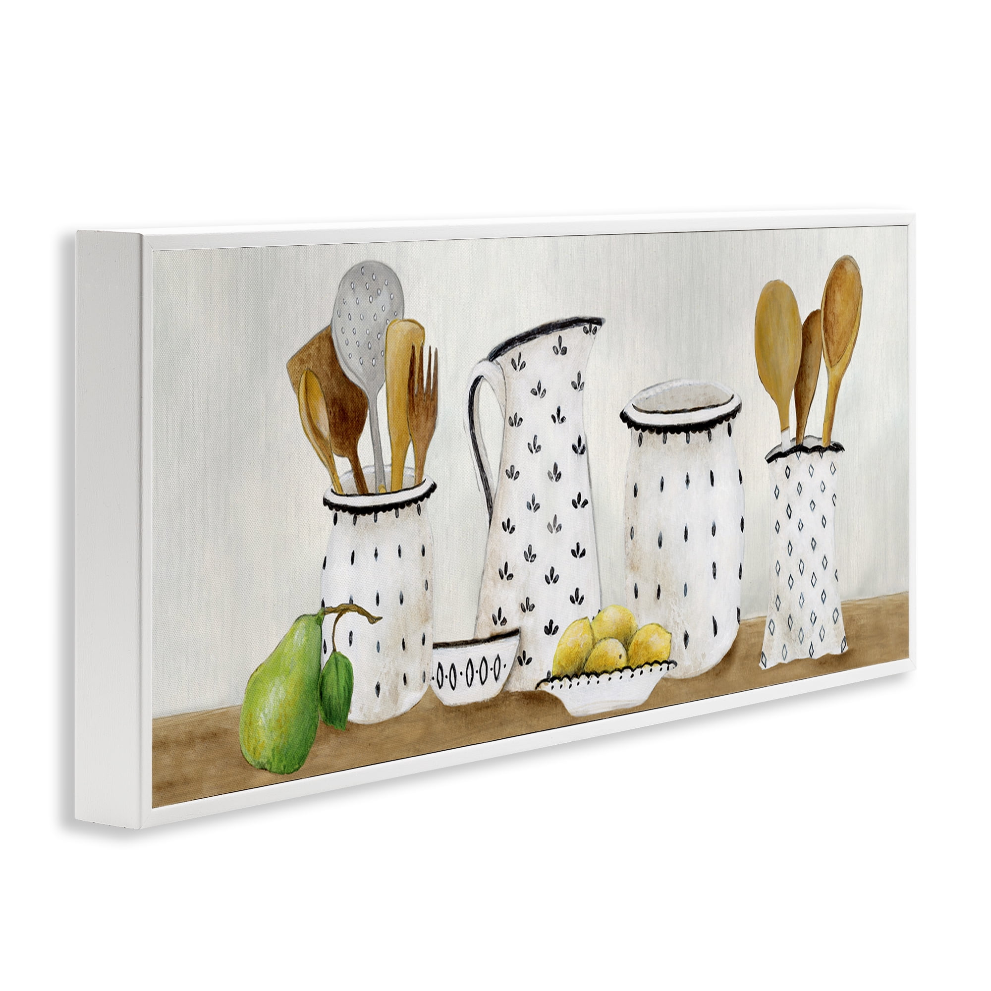 Stupell Industries Kitchen Jugs & Utensils White Framed Giclee Art, design by Janet Tava