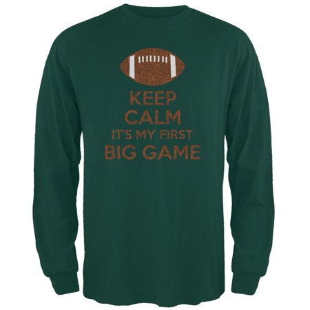 - First Big Game Football Forest Green Adult Long Sleeve T-Shirt