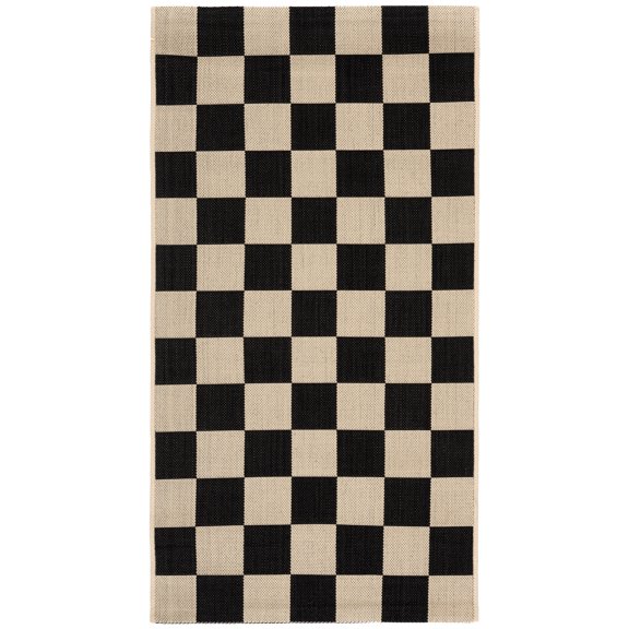 Open Box Safavieh Courtyard Talbot Checkered Indoor Outdoor Area Rug, Black Beige, 2'7" x 5'