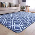 thumbnail image 5 of Lochas Luxury Velvet Shag Area Rug Plush Fluffy Rugs for Bedroom Living Room, Super Soft and Comfy Carpet, Geometric Moroccan Rugs for Girls Kids Nursery Children, 5x8 Feet, Navy Blue, 5 of 7
