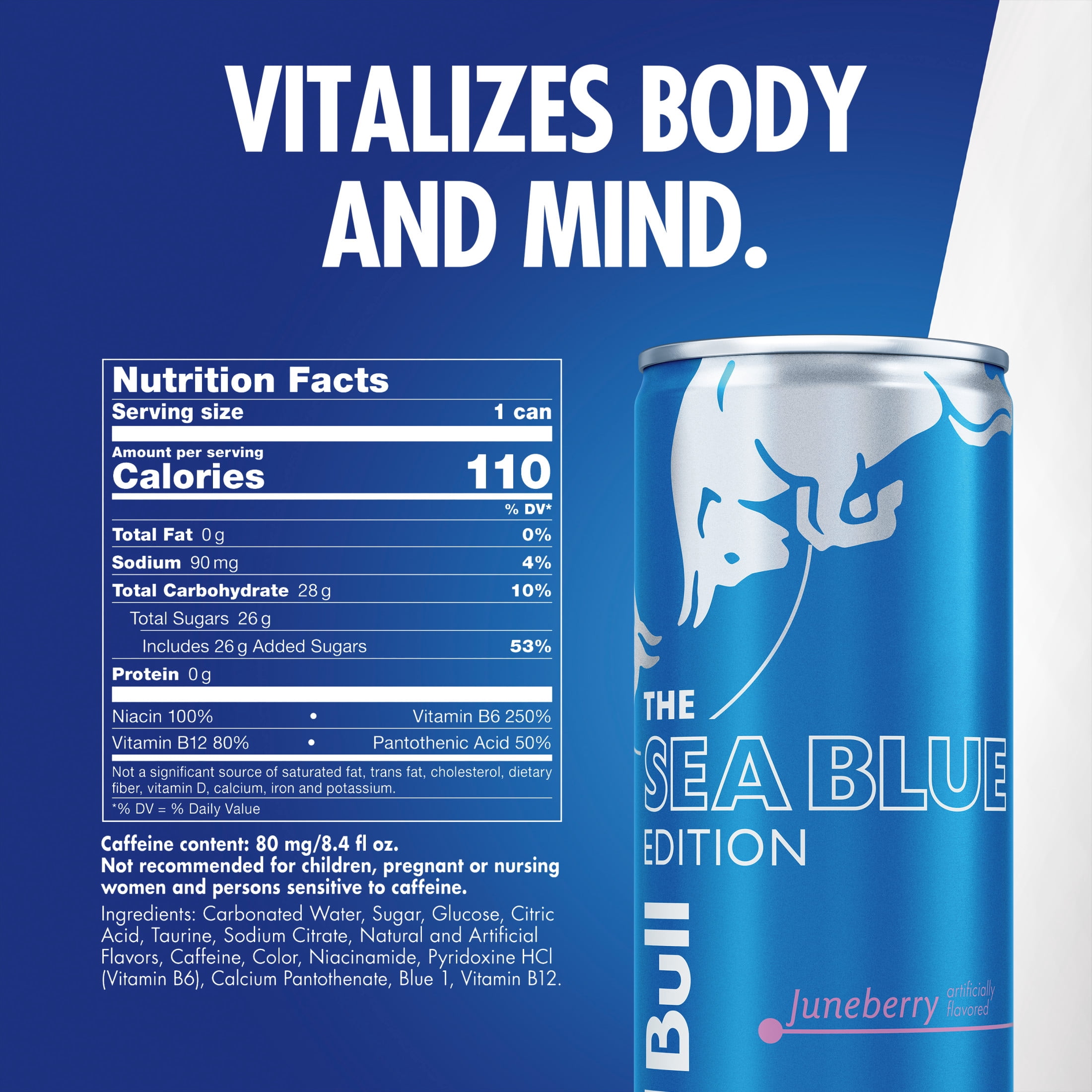 Red Bull Sea Blue Edition Energy Drink, 8.4 fl. oz., 6 Packs of 4 Cans