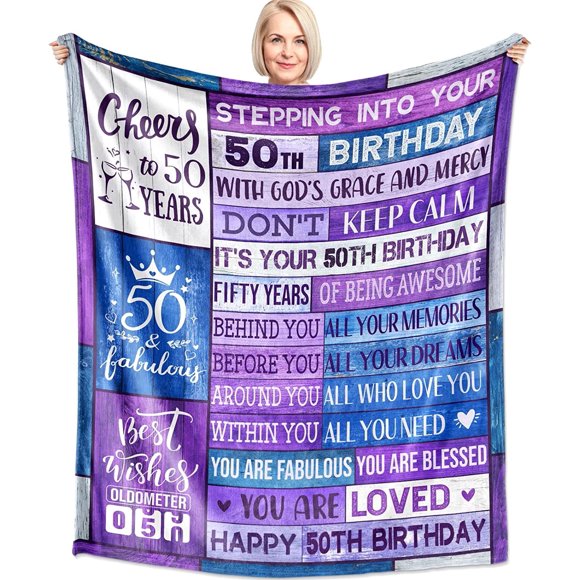 Cadeaux de 50e Anniversaire pour Femmes Couverture Décorations de 50e Anniversaire Femmes Hommes Couverture Jetée Joyeux 1972 Idées de Cadeau de 50e Anniversaire pour Elle Maman Femme