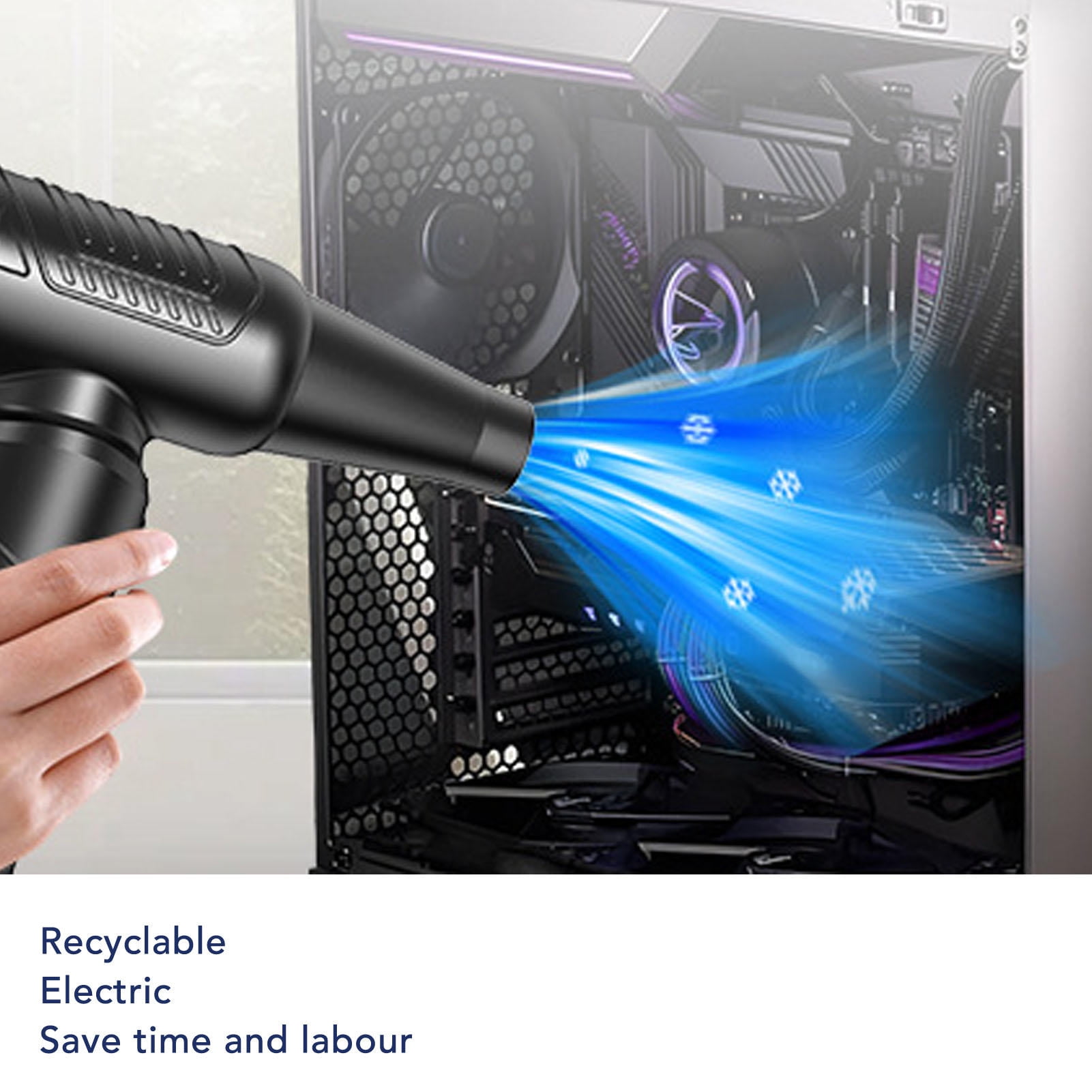 Yajisi 130,000 RPM Air Duster – 6000mAh Blower, 3 Modes, USB‑C Fast Charge, 2 Nozzles & 3 Brushes