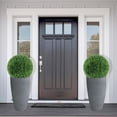 thumbnail image 3 of Bibana 2 Packs 21 inch Tall Planter, Indoor Outdoor Round Planter for Porch, Large Plant Pot with Drainage Hole for Home Garden Front Door, Modern Decorative Pots for Plants (Dark Gray), 3 of 6