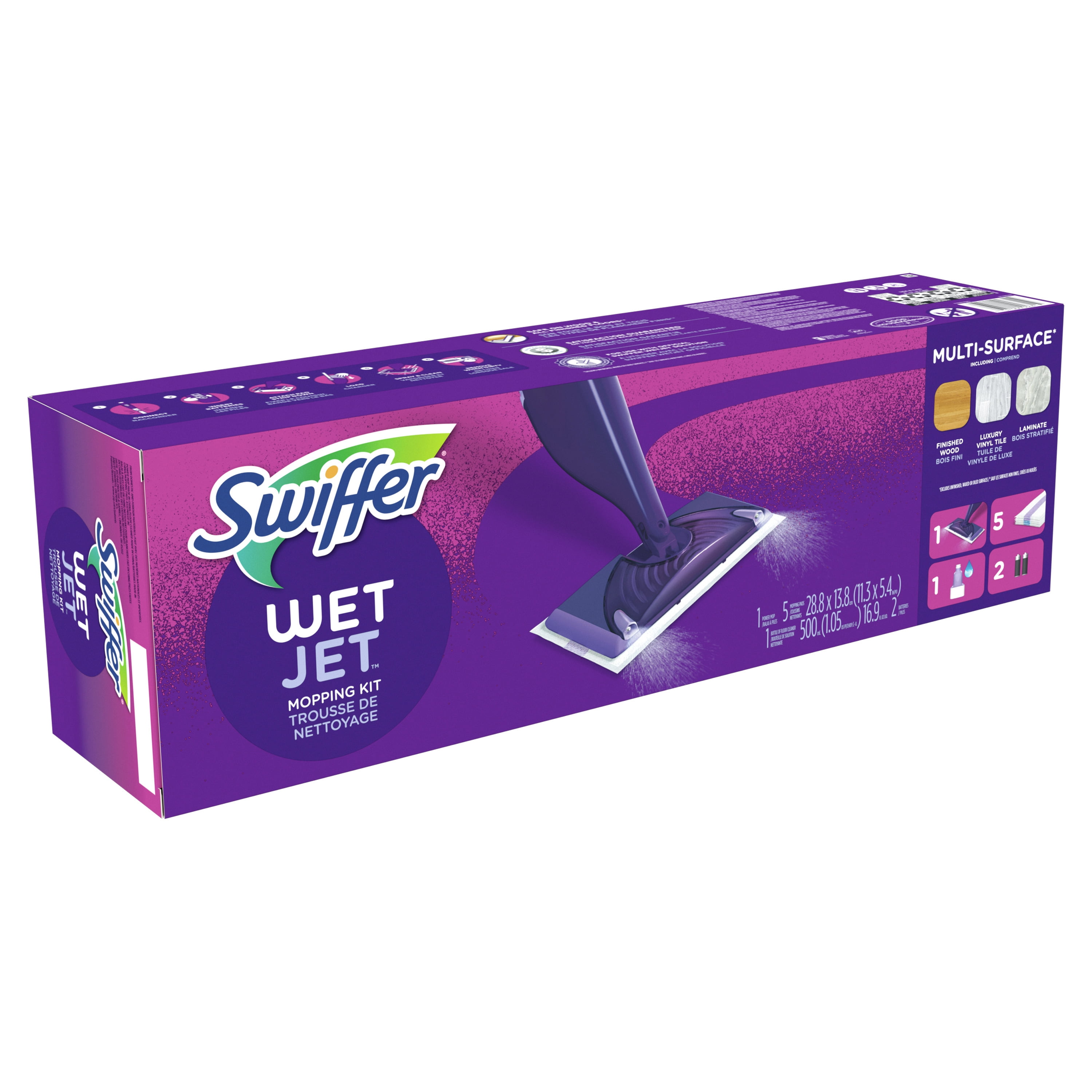 Swiffer Wetjet Balai Spray Kit complet 1 Balai Spray + 5 Lingettes