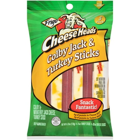 Frigo Cheese Heads Colby Jack Cheese & Turkey Sticks, 8 ct, 6.32 oz