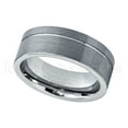 thumbnail image 2 of Pipe Cut Tungsten Ring - 8mm Tungsten Wedding Band - Brushed Finish Comfort Fit Grooved Men's Anniversary Ring - TN030s11.5, 2 of 3