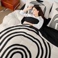 thumbnail image 4 of jejeloiu Retro Striped Pattern 7-Piece Twin Bedding Sets,Abstract Geometric Artwork Bedding Comforter Set,Black Khaki Sheet Sets For Adult,Ultra Soft Home Decor Reversible, 4 of 8