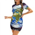 thumbnail image 1 of Planet Earth In Space Sweetheart Knot Flared Dress Fashion Design Large Size Loose Dress Planet Earth Space Solar System, 1 of 5