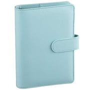 Antner A6 PU Leather Notebook Binder Refillable 6 Ring Binder for A6 Filler Paper, Loose Leaf Personal Planner Binder Cover with Magnetic Buckle, Mint Blue