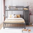 thumbnail image 2 of Harper & Bright Designs Twin Over Full Bunk Beds with Storage Drawers and Shelves, Wooden L-Shaped Bunk Beds for Bedroom, Gray, 2 of 9