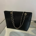 thumbnail image 4 of Otqutp Ladies Fashion Solid Color PU Leather Bag Zipper Metal Chain Shoulder Strap Shoulder Bag for Casual Traveling Hiking(Black,One Size), 4 of 5