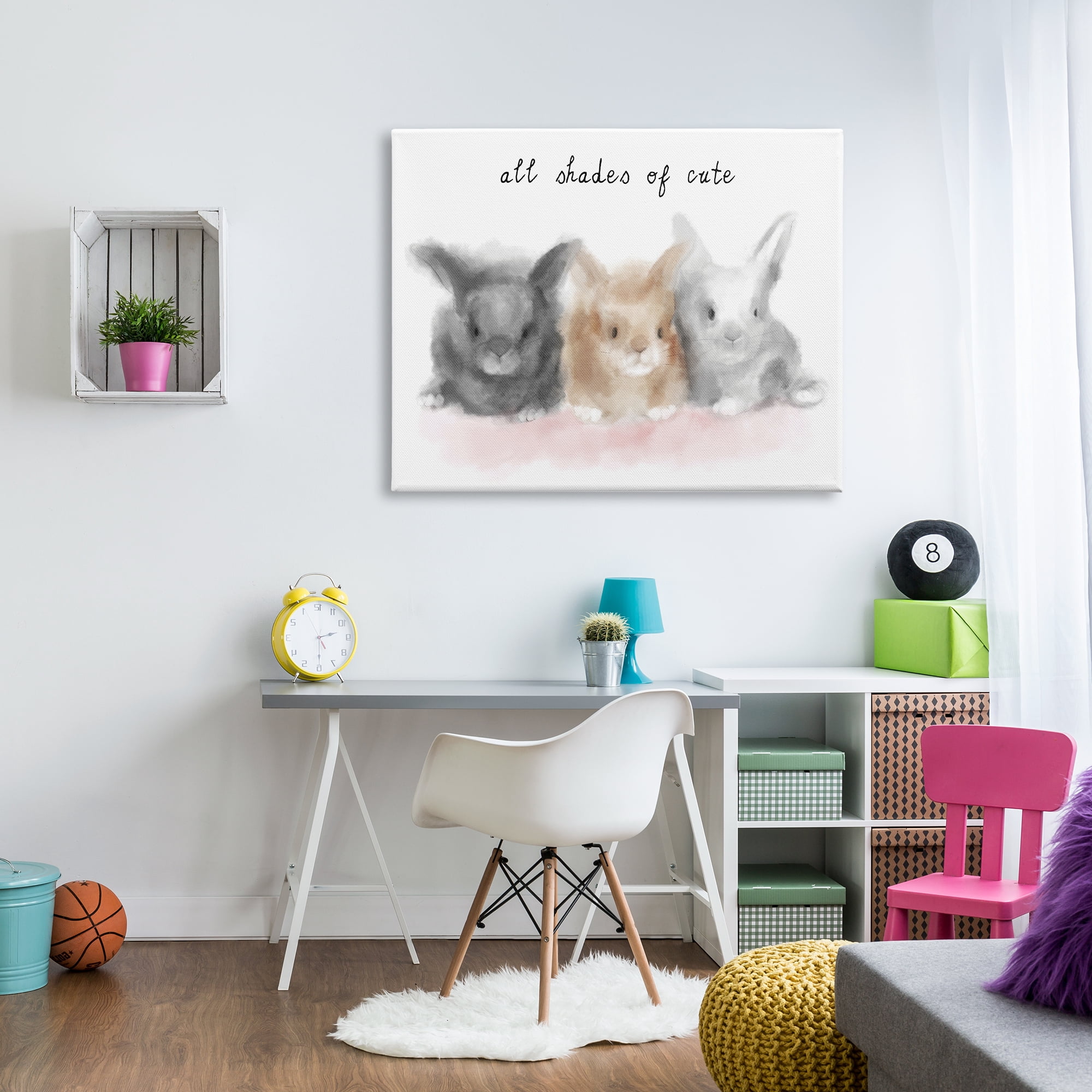 Stupell Industries All Shades of Cute Phrase Three Baby Bunnies, 36 x 48, Designed by Daphne Polselli