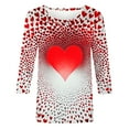 thumbnail image 3 of Valentine's Day T-Shirt for Women Loose 3/4 Sleeve Heart Print Shirts Casual Crew Neck Blouses Three-quarter Sleeve Pullover Top, 3 of 5