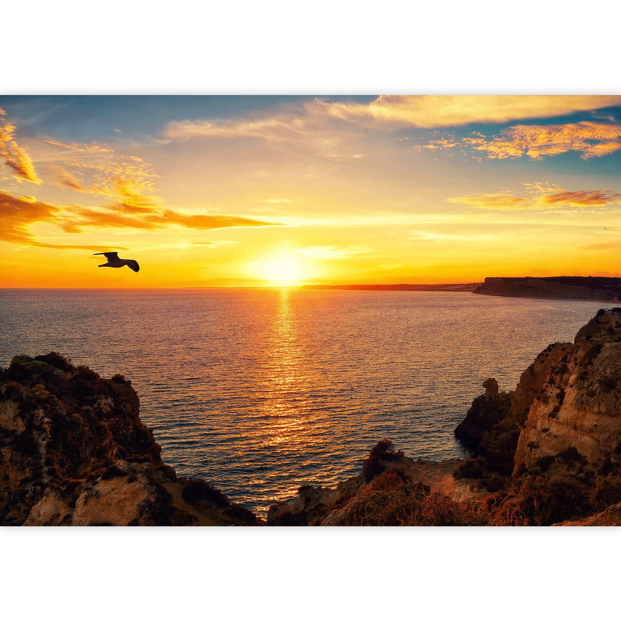 wall26 - Tranquil Sunset Scenery at The Ocean with The Sunlight Reflected on The Water - Removable Wall Mural | Self-Adhesive Large Wallpaper - 66x96 inches