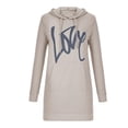 thumbnail image 1 of Vestido de suéter de longitud media con capucha y cuello en V con estampado de tendencia de moda para mujer Fridja  yut6785, 1 of 8
