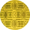 thumbnail image 1 of Ahgly Company Machine Washable Indoor Round Abstract Yellow Modern Area Rugs, 3' Round, 1 of 4