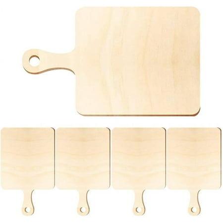 

5Pcs Unfinished Wood Cutting Board Craft with Handle Wooden Paddle Cheese Board Chopping Board Food Serving Tray for DIY Craft Painting