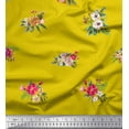 thumbnail image 1 of Soimoi Yellow Cotton Cambric Fabric Dot & Peony Floral Print Fabric by the Yard 56 Inch Wide, 1 of 3