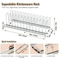 thumbnail image 5 of Housolution Upgraded Expandable Pot and Pan Organizer, Stainless Steel Pot Lid Organizer with 14 Adjustable Dividers,Pot and Pan Storage Rack for Cabinet Kitchen, Silver, 5 of 7