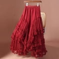 thumbnail image 3 of Mesh Heart Printed Skirt Women Elastic High Waist Skirt Elegant Tulle A Line Ruffle Party Skirt Long Summer Saia Feminina, 3 of 6