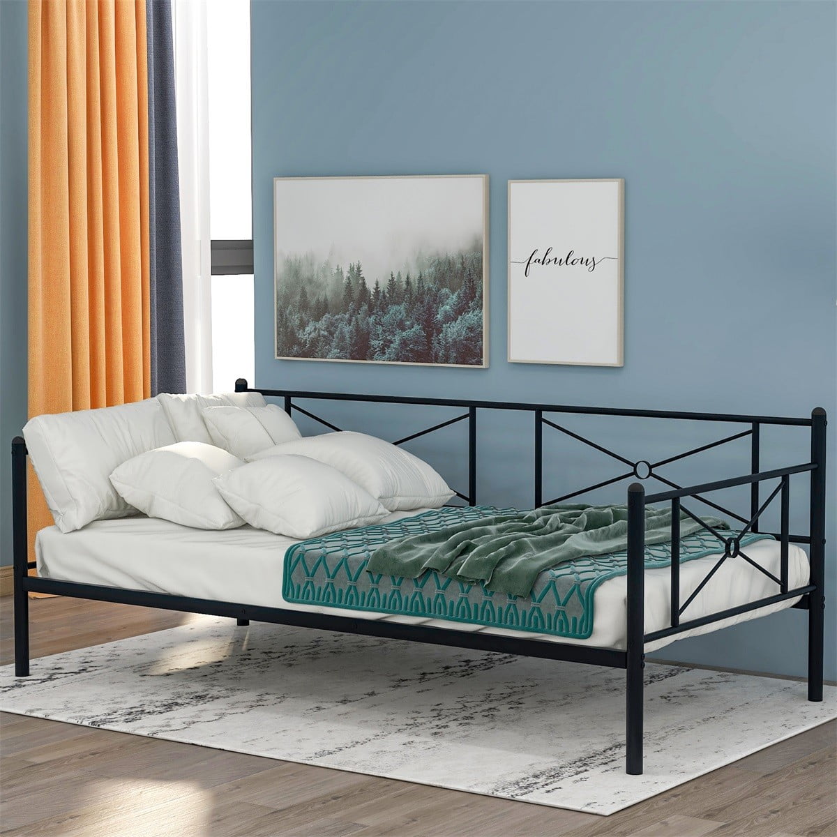 ModernLuxe Metal Twin Daybed Frame with Steel Slats - Walmart.com