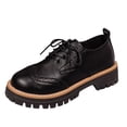 thumbnail image 5 of HEWUQI Womens Platform Mary Jane Oxfords Leather Comfortable Vintage Lace up Wingtip Non Slip Dressy Shoes Business Casual Chunky Heels Black Size 6.5, 5 of 5