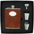 thumbnail image 1 of Visol Hunt Brown Leather Deluxe Hip Flask Gift Set - 6 oz, 1 of 1