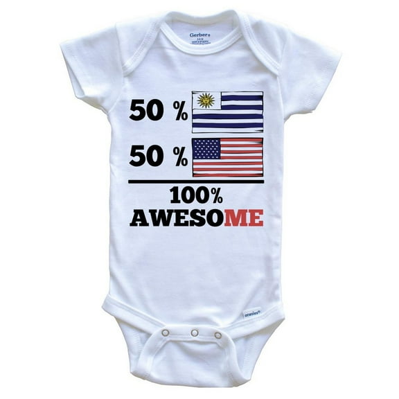 50% Uruguayan 50% American 100% Awesome Funny Baby Bodysuit - Uruguayan Flag Uruguay Baby Bodysuit