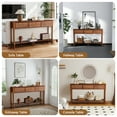 thumbnail image 5 of Wirrytor Retro Console Table with 2 Drawers for Narrow Entryway, Modern Sofa Table for Living Room, Narrow Sofa Table with Open Storage Shelf, Hallway Table and Couch Table Behind Sofa,Walnut, 5 of 8