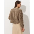 thumbnail image 4 of Abrigo mullido de piel sintétisin cuello chaquerecortacálide invierno pamujer Caqui XS, 4 of 6